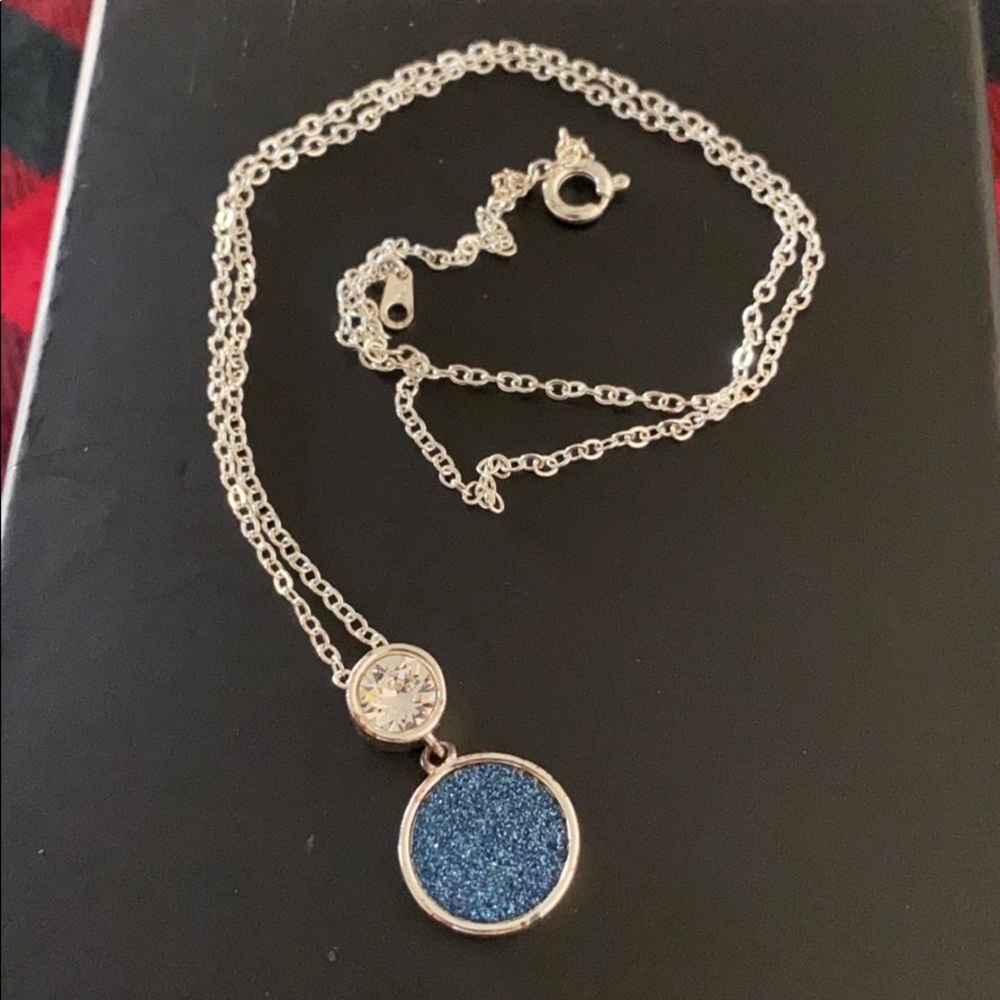 Blue and silver crystal necklace